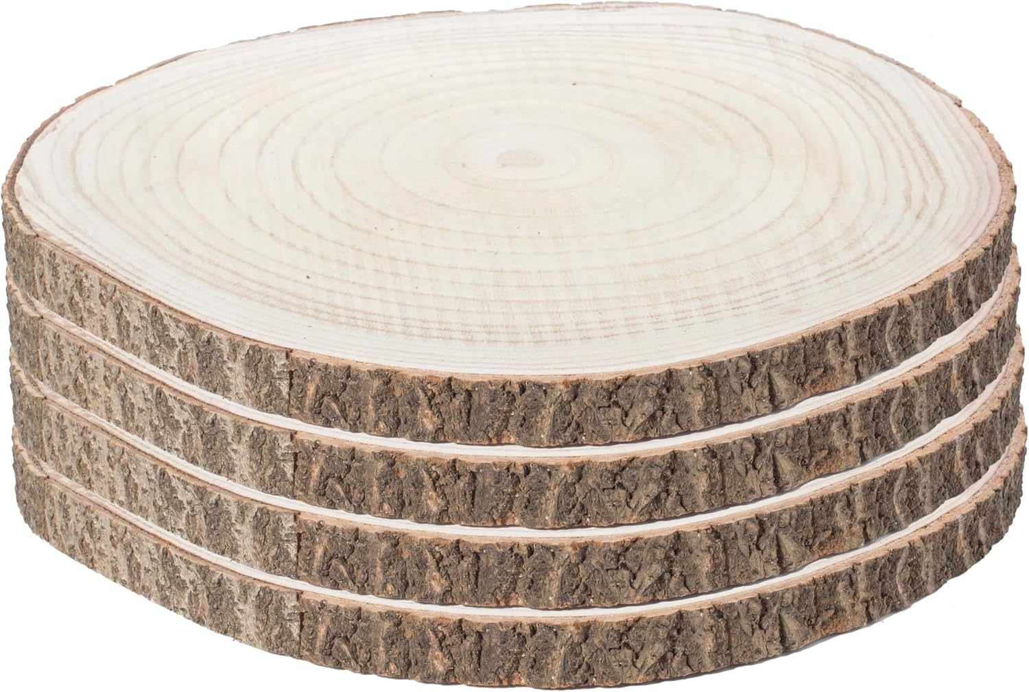 Barky Natural Wood Slabs Rustic Ornament Slice Tray Table Charger 18" Set of 4