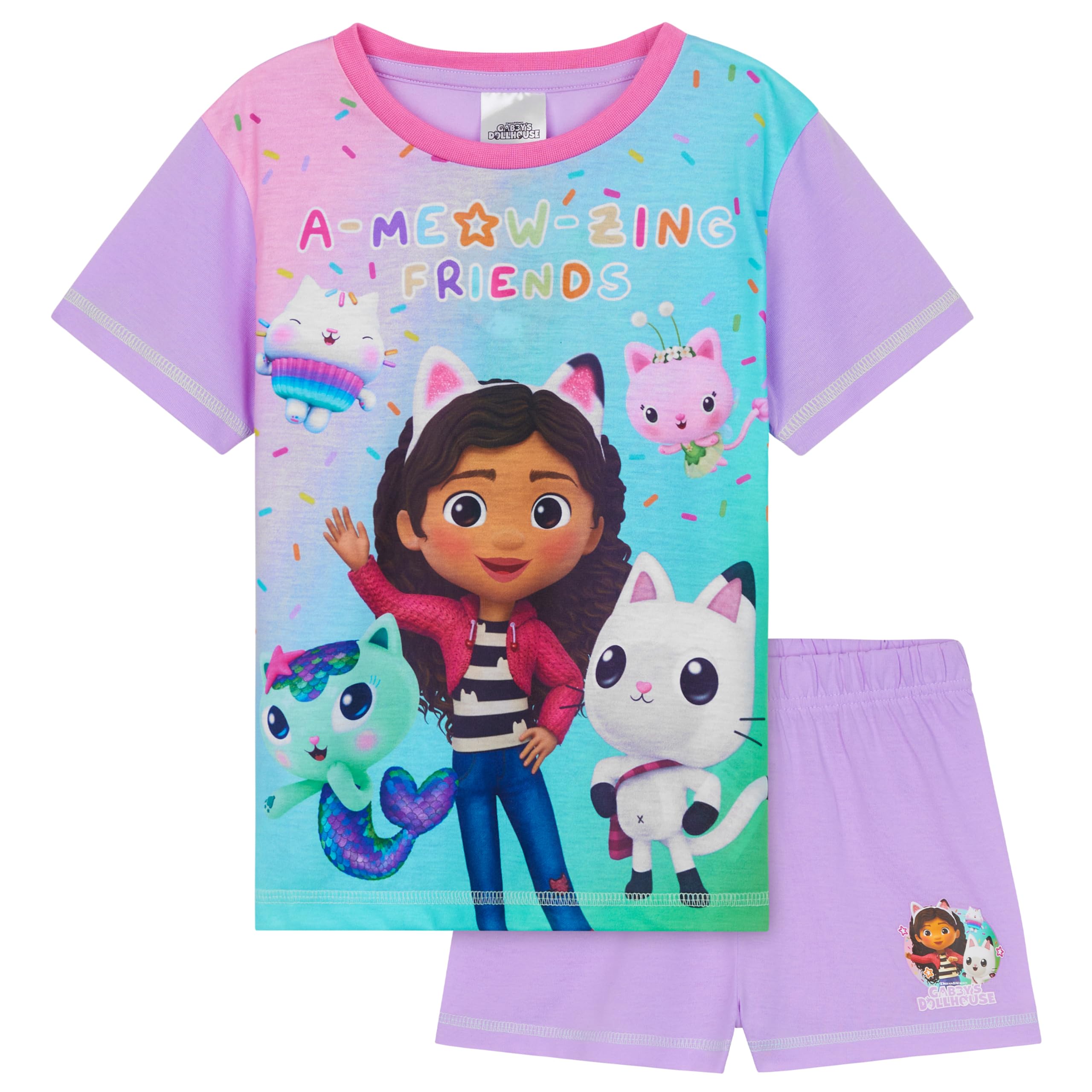 Gabby's Dollhouse Corto Transpirable Conjunto Pijama Niña - Regalo para Niña (Morado/Multi, 5-6 Años)