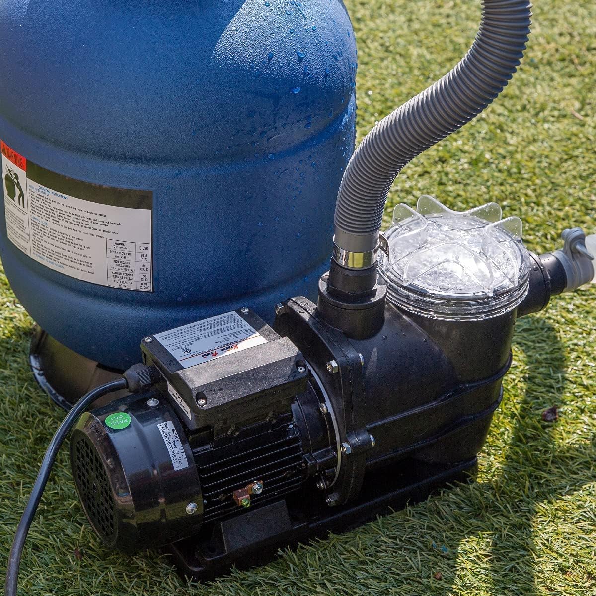 XtremepowerUS 13" Sand Filter with 3/4HP Pool Pump 4 Way Valve 3450 RPM Above Ground Pool Set with Stand