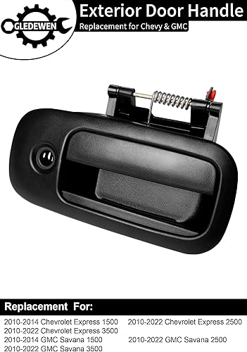 Miniatura 2 de Manija de puerta exterior, lado del pasajero trasero derecho con orificio para llave, compatible con Chevy Express 2010-2022, GMC Savana 1500 2500