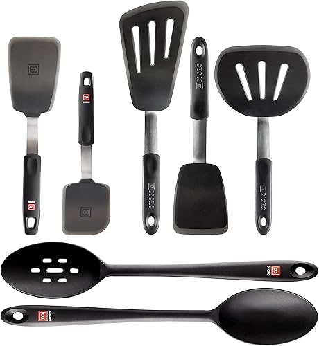 DI ORO Chef's Choice - Juego de 7 cucharas y espátula de silicona para cocinar a 600  F resistente al calor, apto para lavavajillas, grado
