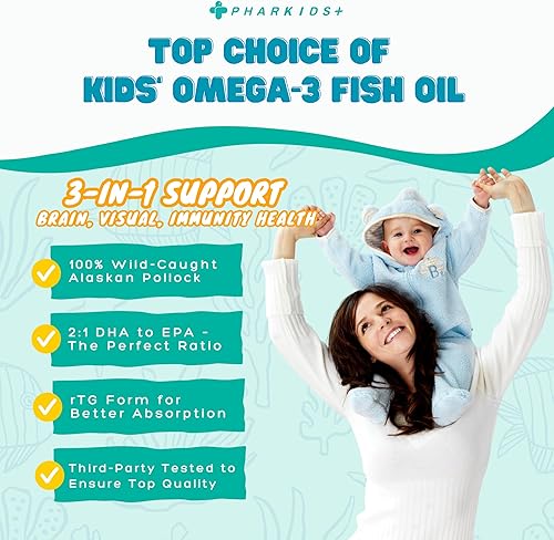 Miniatura 2 de Aceite de pescado para niños  272 mg Omega-3 DHA y EPA para el cerebro, la visión y el apoyo inmunológico  Geles suaves en forma de pescado sabor