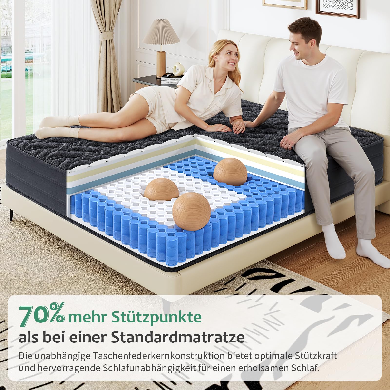 SZsuilong Materasso 120 x 200 cm, H3, altezza 30 cm, materasso a molle a 7 zone, certificato Oeko-TEX, materasso a molle insacchettate, ortopedico con strato in memory foam, per dolori alla schiena e