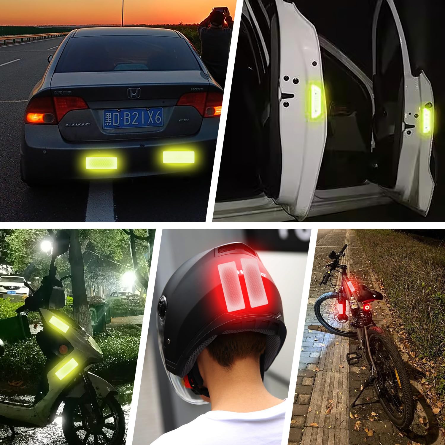 40 adesivi riflettenti impermeabili per la sicurezza esterna per veicoli, biciclette, moto, 3 x 8 cm