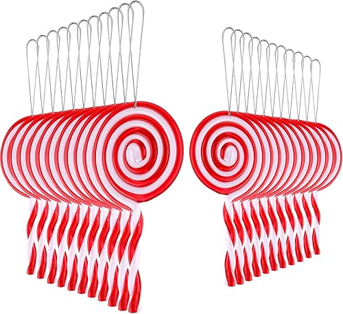 Miniatura 1 de Adorno de piruleta de Navidad para árbol de Navidad, adorno de bastón de caramelo, decoración blanca y roja para fiesta en casa (12 piezas, 4.92 x