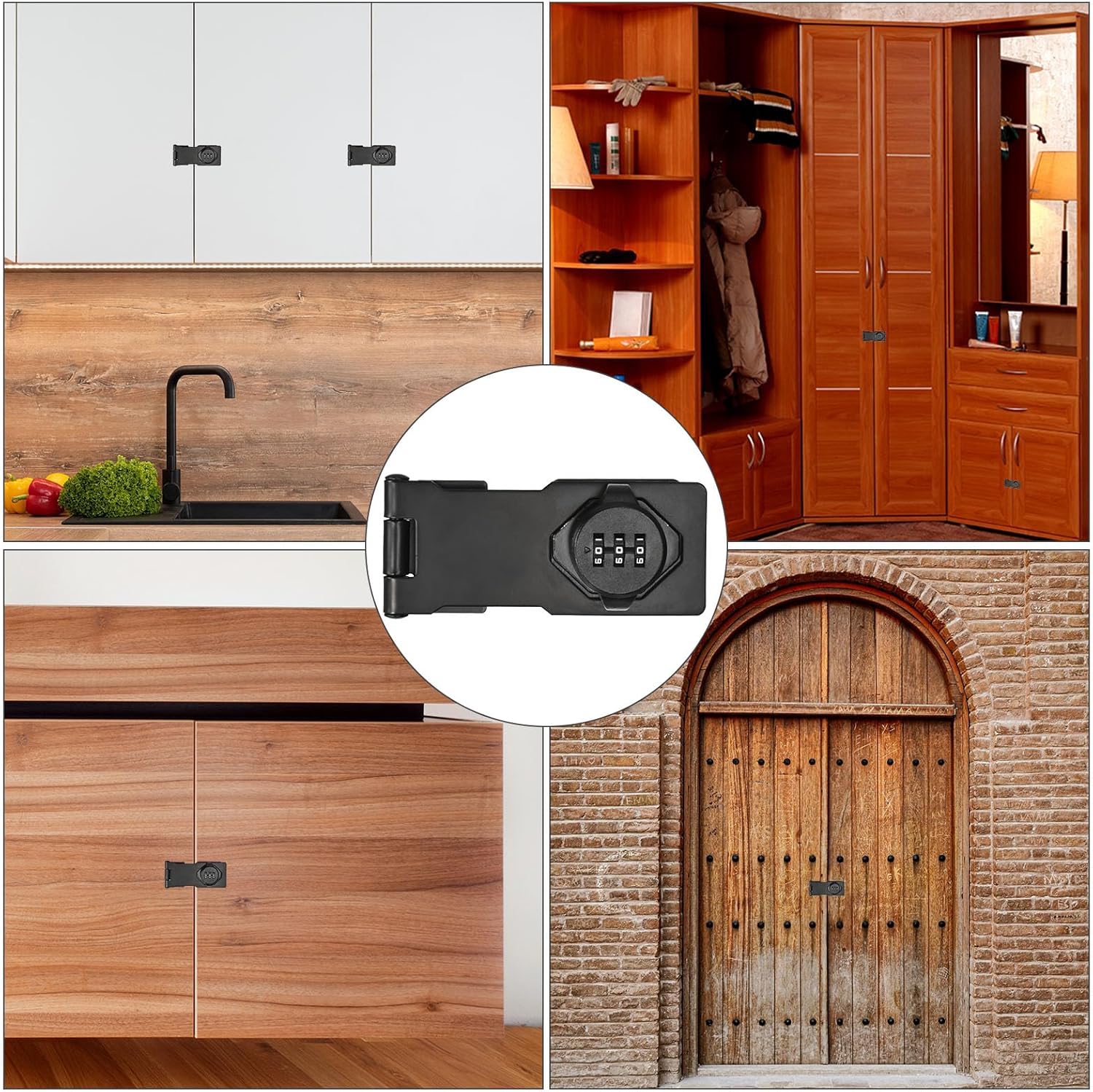 PATIKIL Household Cabinet Password Lock Hasp Locks Combination Latch with 3 Digit Password Security Latch Lock Anti-Theft Keyless Latch Lock for Drawer and Cabinet (Black, 2 Pack)