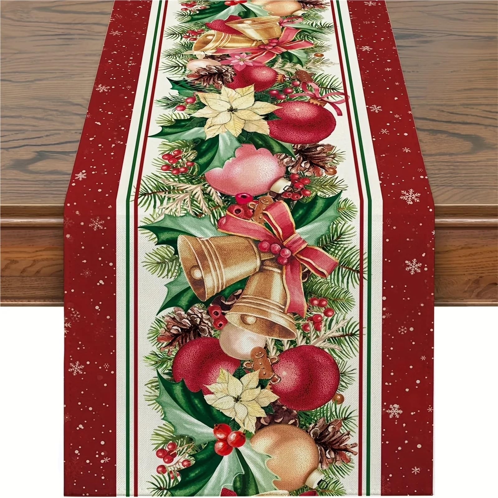Chemin de table en lin rouge et poinsettia pour raviver la magie de Noël chez vous