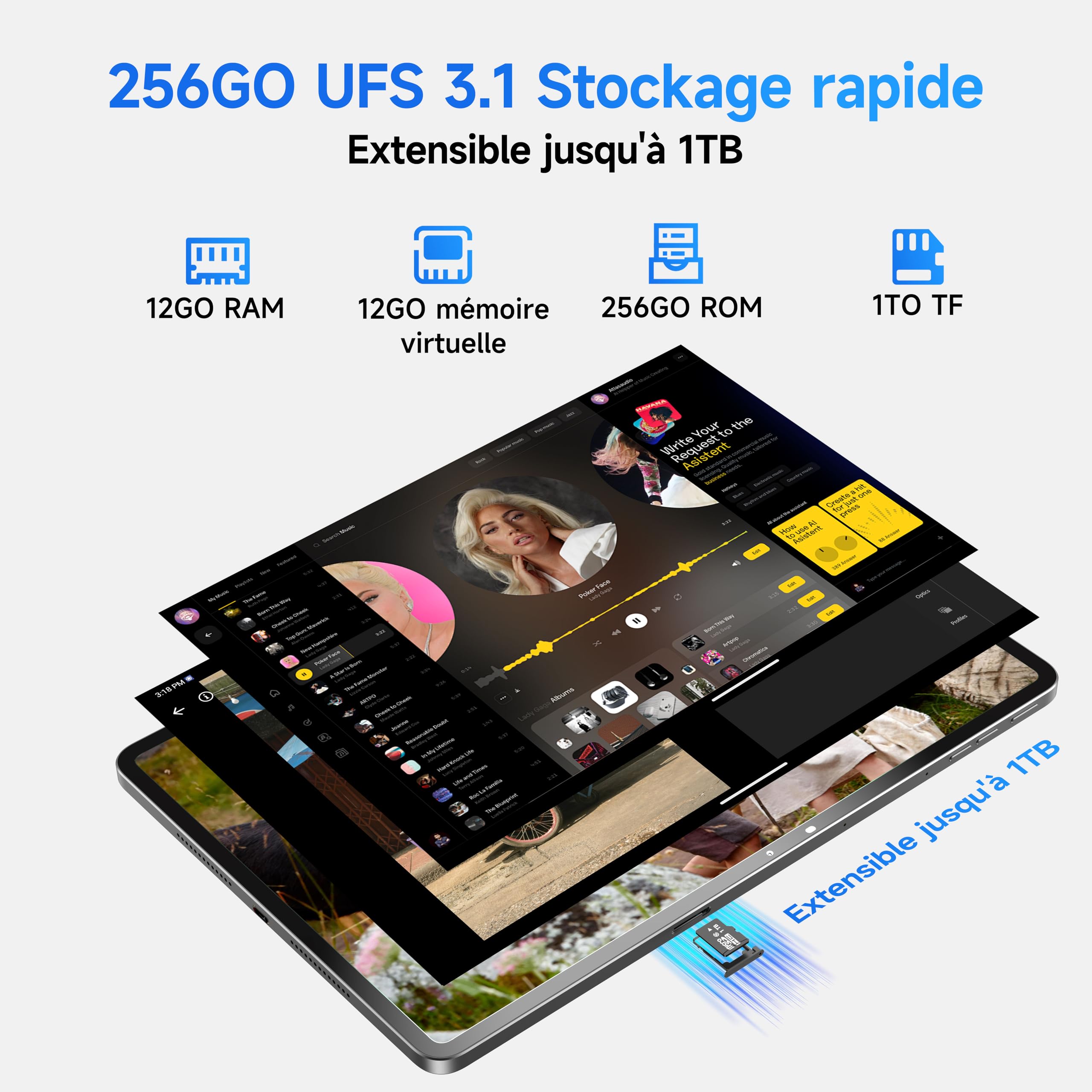 ALLDOCUBE Tablette 13 Pouces,Tablette Android 15000mAh Compatible avec l'IA | Tablette de jeu Snapdragon 7+ Gen 3, 24Go RAM+256Go ROM, 8 haut-parleurs avec audio DTS, Wi-Fi 6/BT 5.4/2880x1840 à 144Hz