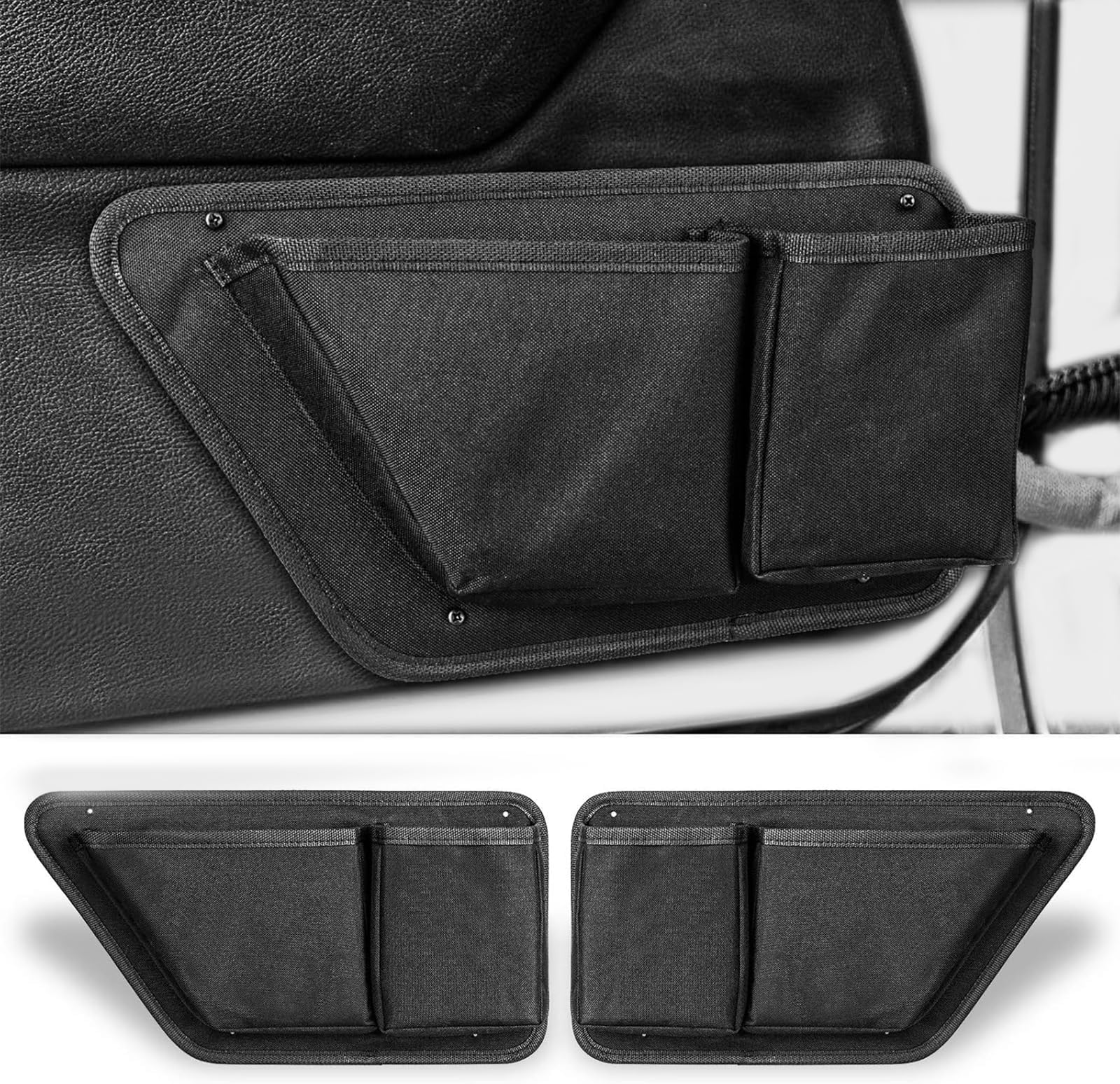 CALBEAU 2PCS Front Door Side Insert Storage Pockets Box for 2011-2018 Jeep Wrangler JK JKU, Black ABS Hook & Loop Fasteners