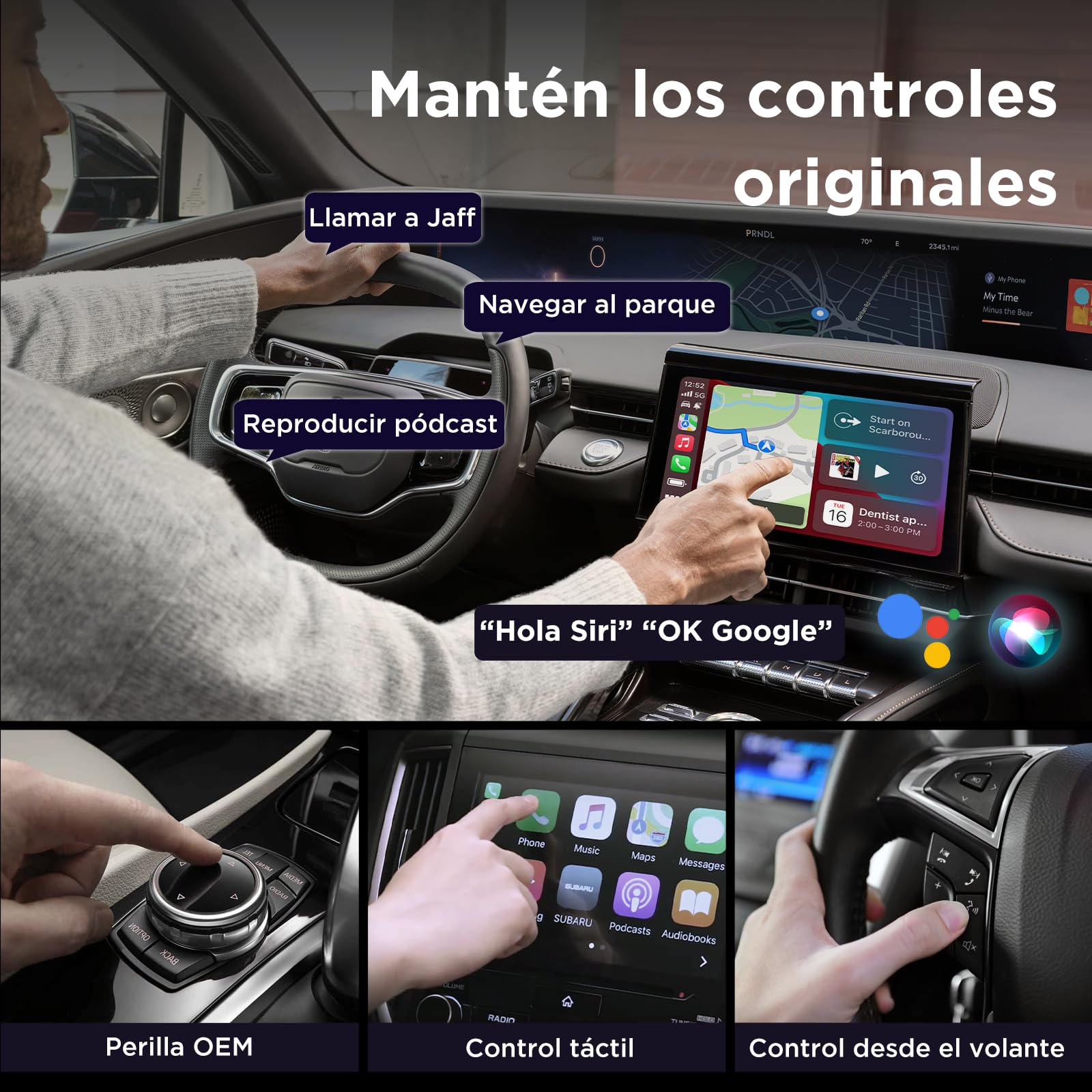 MSXTTLY Adaptador CarPlay Inalámbrico Android Auto - U2AC-01 Convierte CarPlay y Android Auto con Cable en inalámbrico, Compatible con iPhone 12–17 Pro MAX & Android 11+, USB-C/A, Negro