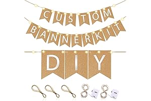 Personalized DIY Banner Kit with 112 Gold Glitter Letters, Numbers, and String Lights