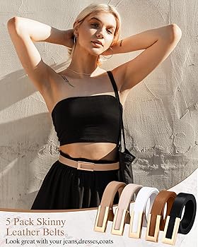 Amazon.com: JaGely 5 Pcs Women Skinny Leather Belts Thin Women