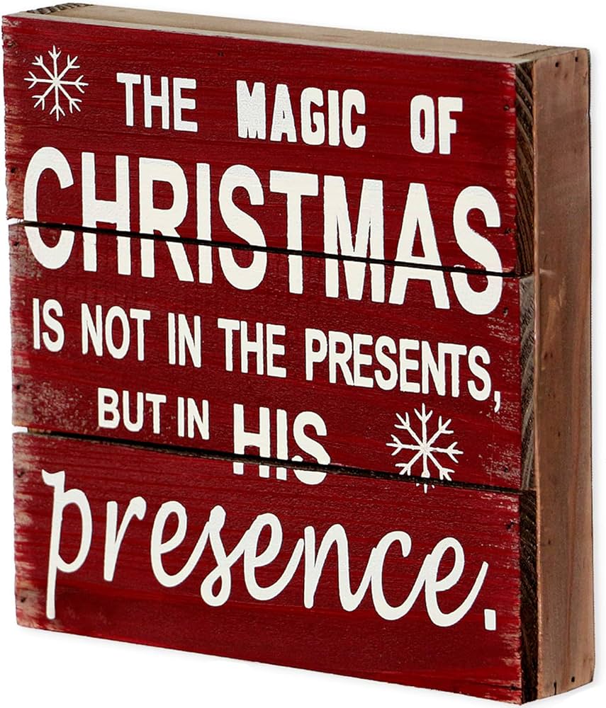 Rustic Christmas Sign Decor Wood Plaque Hanging Wall Art Sign, 8