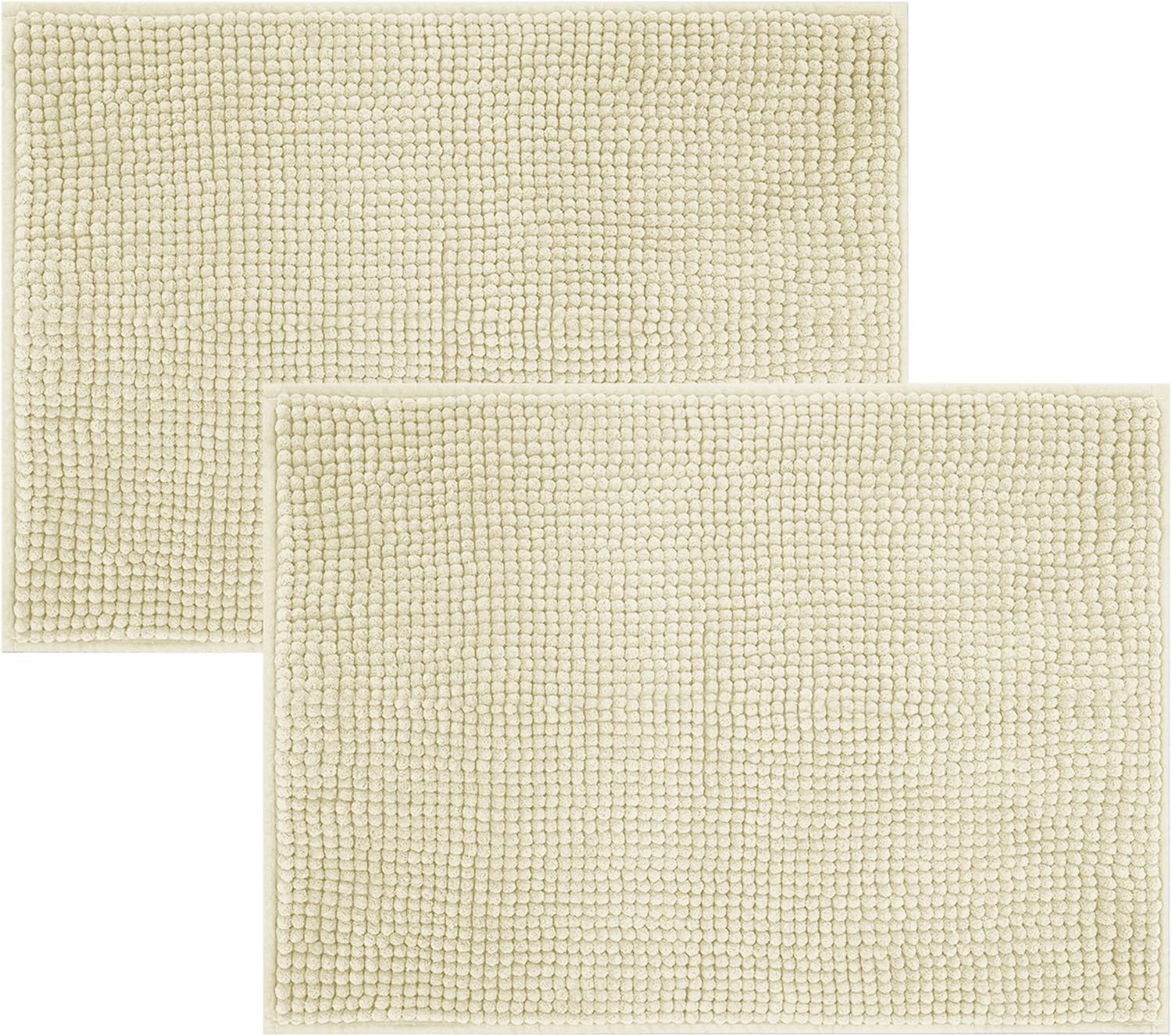 Hafaa Bath Mat Non Slip Anti Mould – 2 Pack (Cream) 50x80 cm Chenille Bathroom Mat