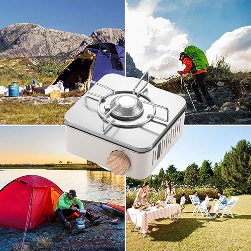 Miniatura 7 de Estufa de camping al aire libre, estufa de butano portátil, válvula de gas de acero inoxidable, estufa de propano para camping, barbacoa, picnic,