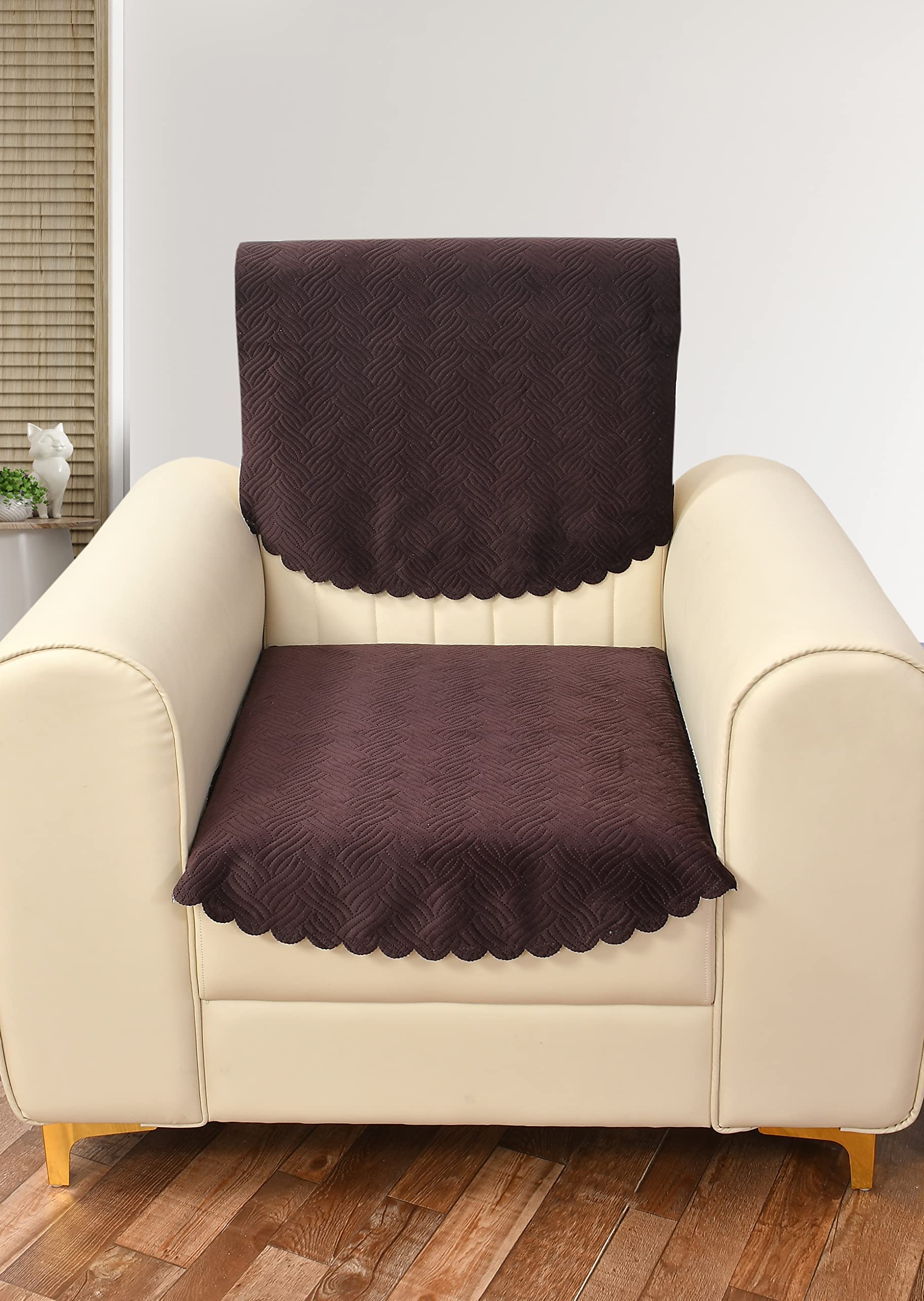 Pink Quilted Sofa Cover - Velvet 1 Seater Cover -16 Pink Quilted Sofa Cover - Velvet 1 Seater Cover -16