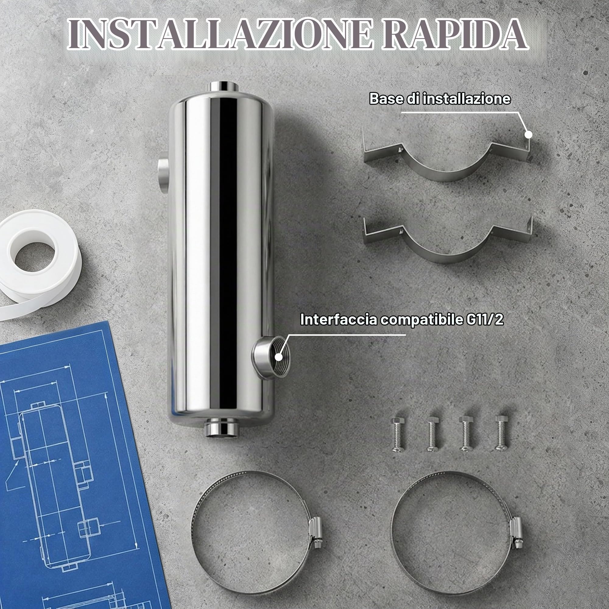 YRHome Scambiatore di calore per piscina in acciaio inox da 40 kW (136000 BTU/h), versione senza corrente, efficiente riscaldamento per piscina privata, spa, laghetti da massaggio e piscine termali
