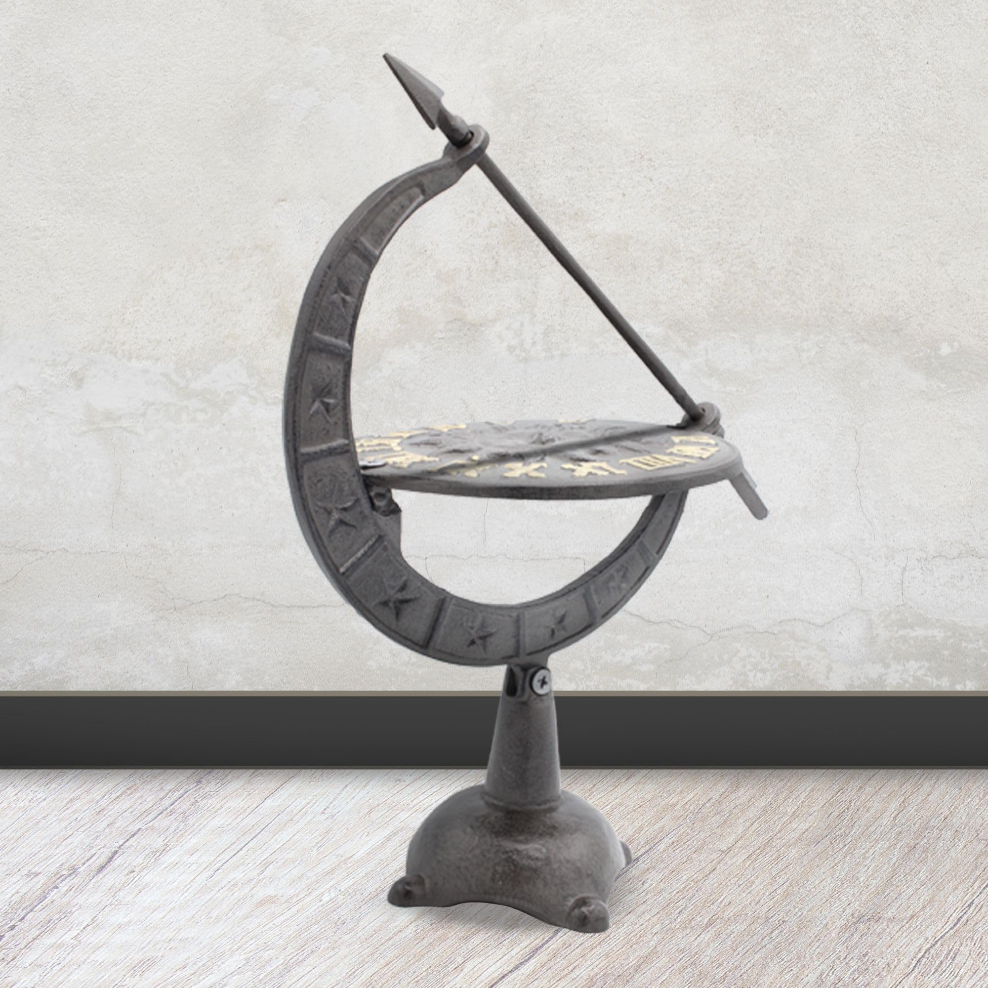 Fishtec - Cadran Solaire Antique en Fer forgé - Gnomon Fonctionnel Chiffres Bien Visibles 32 x 15 cm résistant aux intempéries - Décoration élégante pour Jardin terrasse et extérieur à Poser