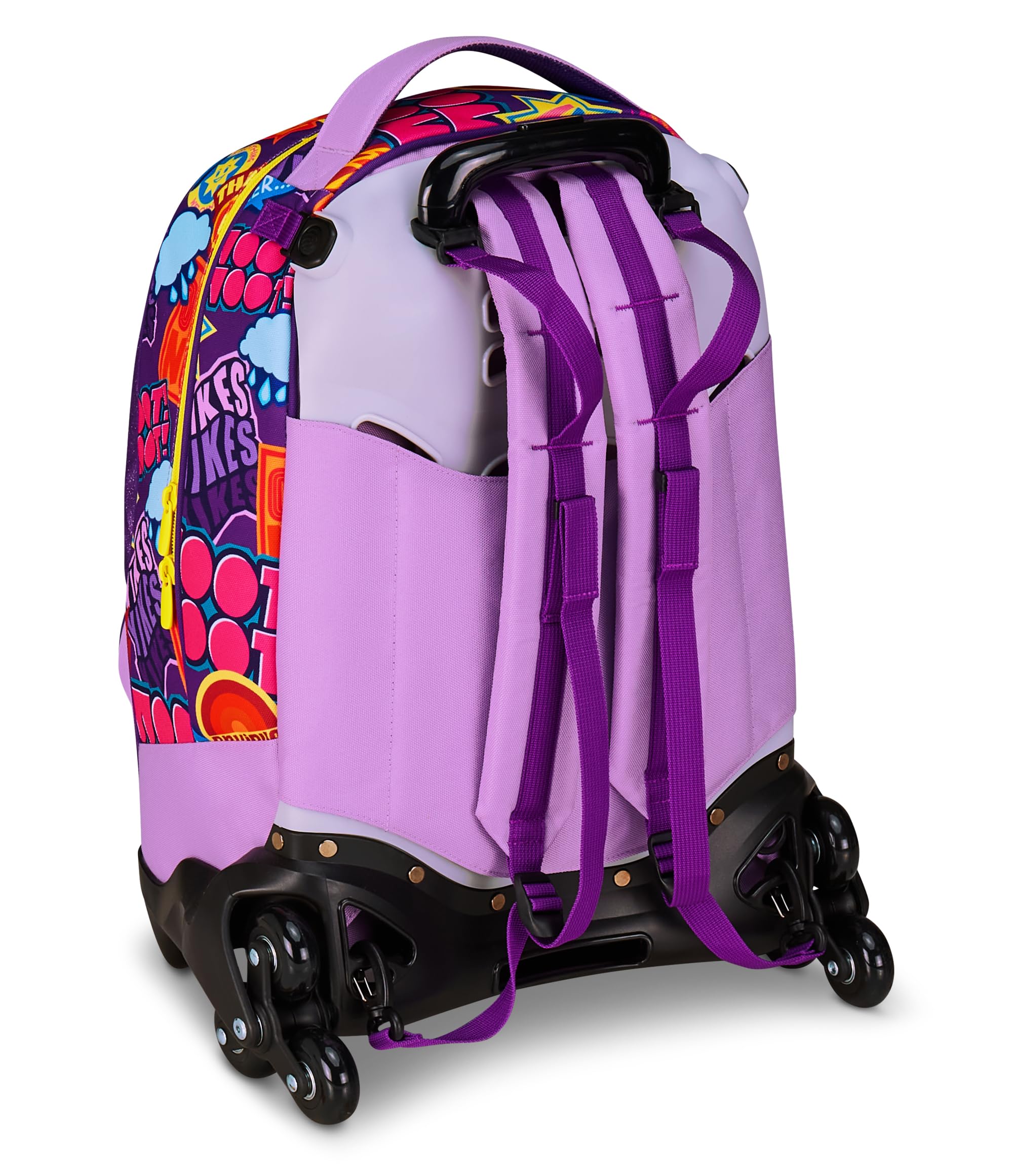 Seven Inside Out 2 Trolley Scuola Jack 3 Ruote, Viola, 3 in 1, Zaino Triplo Uso con Carrello Sganciabile, 33 L, Scuola Elementare, Bambina