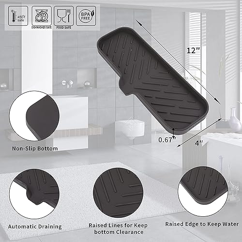 Vista 20 de Jaboneras de baño de silicona con boquilla de drenaje, organizador de fregadero de baño y cocina, soporte para esponja, bandeja de jabón para Gris