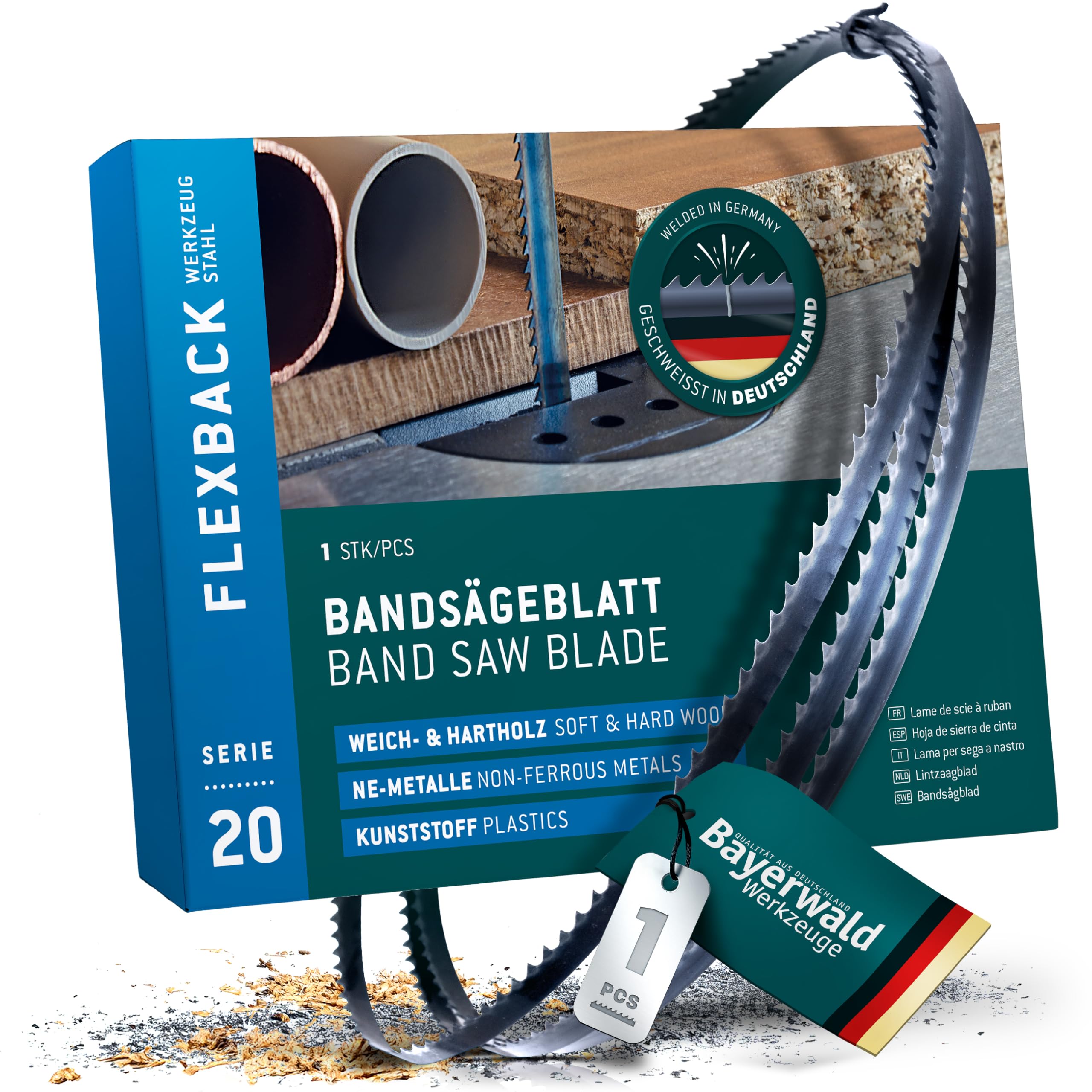 Bayerwald - Hoja de sierra de cinta de acero para herramientas, 1400 x 6 x 0,36 x 14 / Madera, metales no ferrosos, plástico PVC, láminas finas/banda de sierra adecuada para la sierra Scheppach HBS20