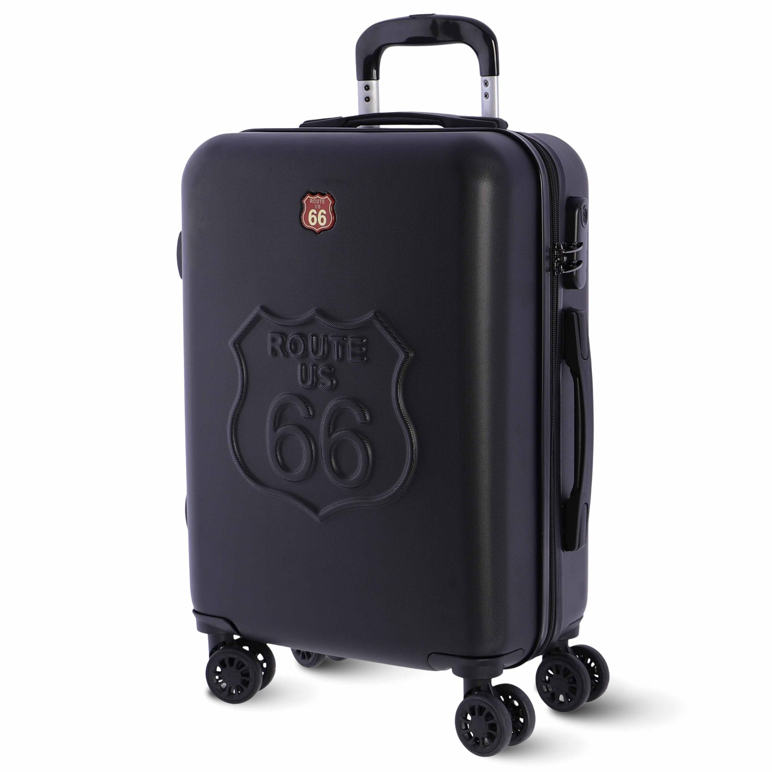 Route 66 - Handgepäck Koffer 55x40x20 Hartschale 4 Rollen Trolley Leicht | Hartschalenkoffer Handgepäck Ryanair 55x40x20, Trolley 4 Rollen 360°, Kabinenkoffer Zahlenschloss, Reisekoffer Bordgepäck