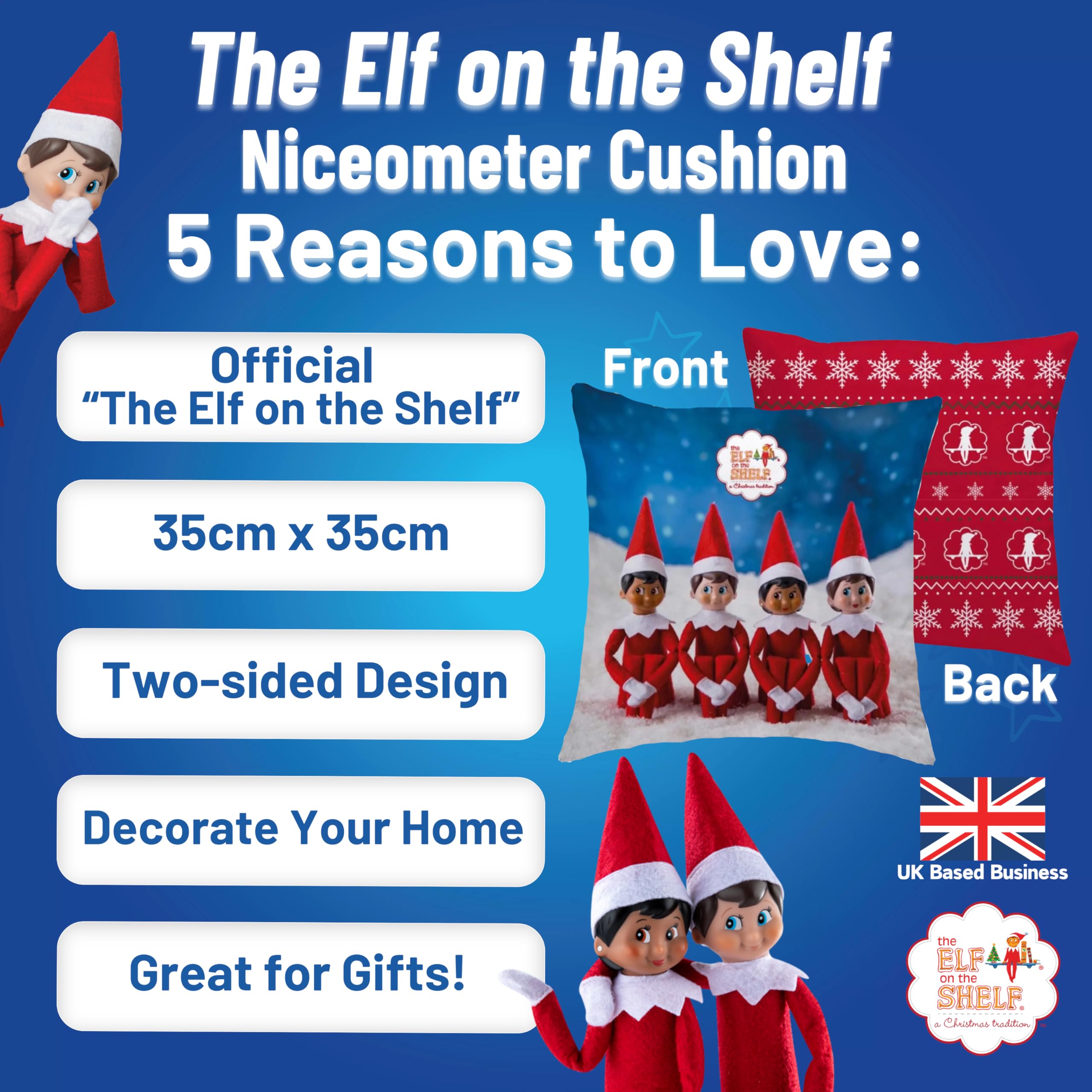 The Elf on the Shelf Childrens Christmas Cushion : Official Accessory for Bedroom Living Room or Playroom - Image 2