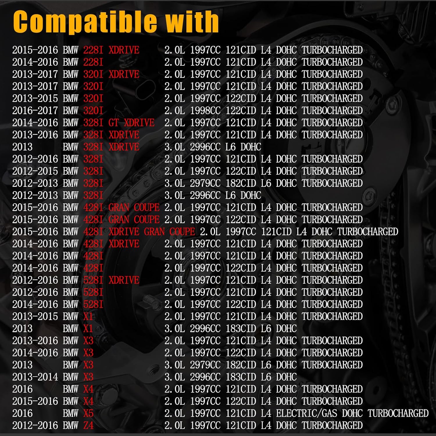 11417605366 Oil Pump Chain Kit Engine Timing Chain Set Fit for 2012-2017 BMW 228i 320i 328i 428i 528i X1 X3 X4 X5 Z4 N20B20 11417605367 11417605366