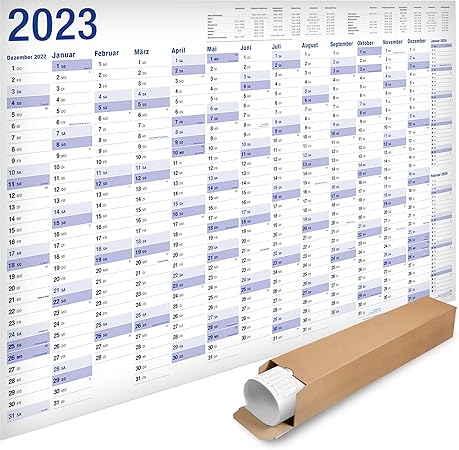 Yohmoe® XXL Jahresplaner 2023 Wandkalender (98x 68 cm) GEROLLT in