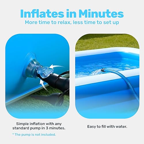 Miniatura 3 de SLOOSH - Alberca inflable para adultos con asientos, de 120 pulgadas x 72 pulgadas x 22 pulgadas, de tamaño completo, resistente, gruesa, por encima