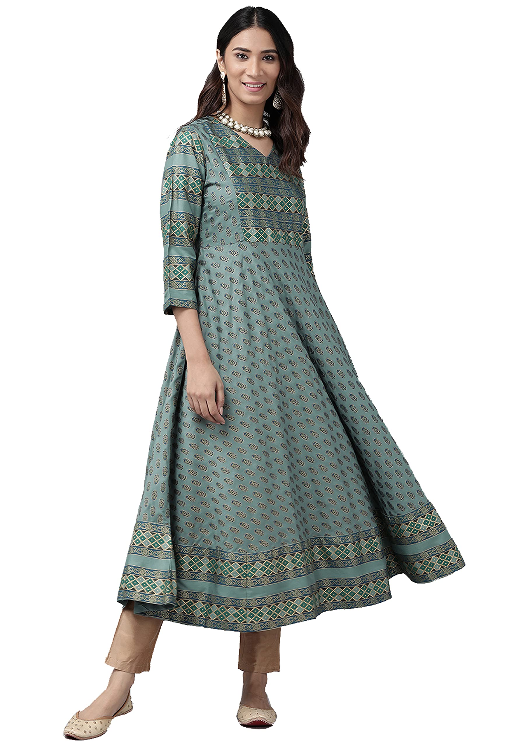 Yash Gallery Women's Rayon Relaxed Fit Anarkali Plus Size Plus Size Floral Printed Kurta