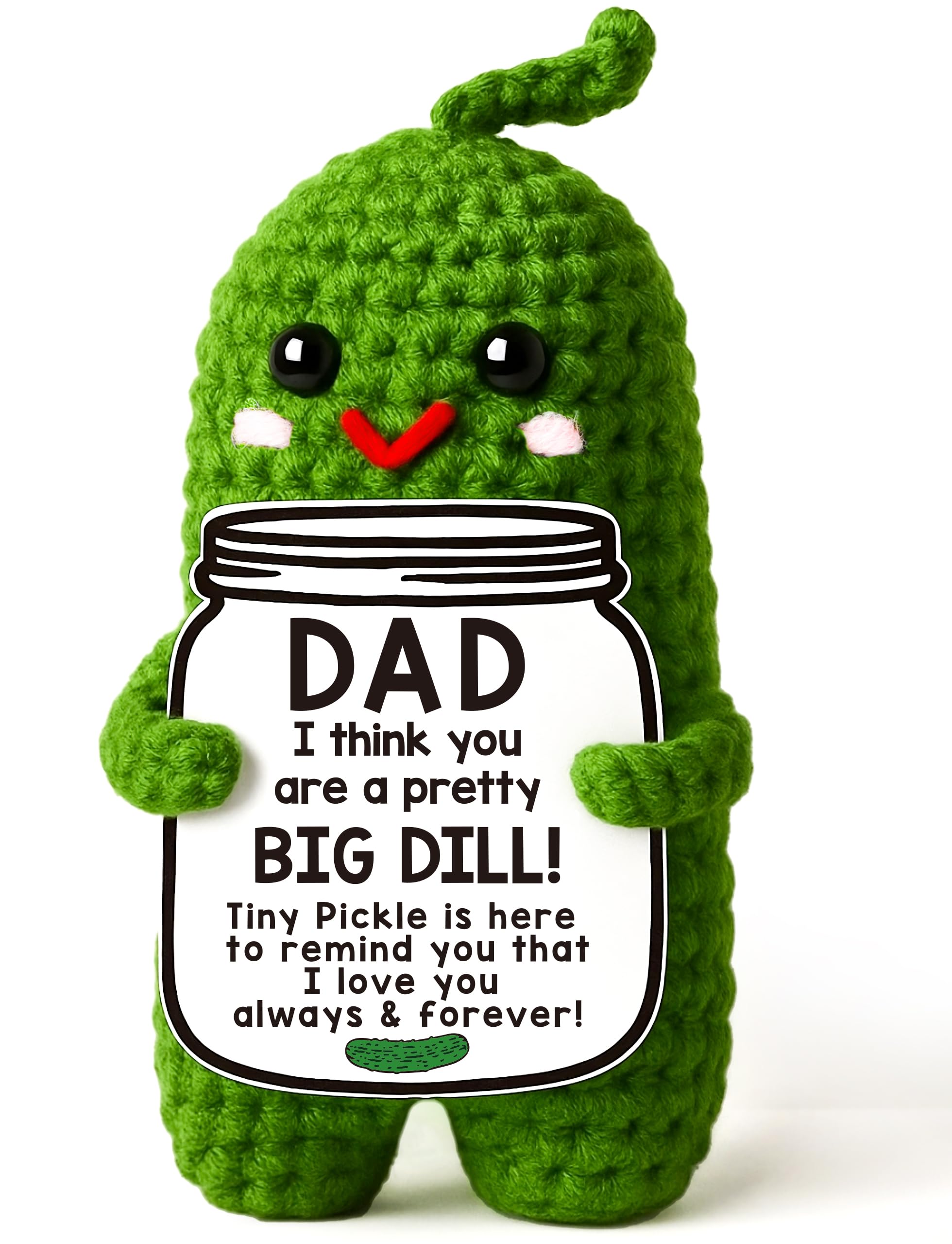 MAMAGIFTREE Valentines Dad Gifts from Daughter or Son,Handmade Crochet Pickle Birthday Gifts for Dad -I Love Best Daddy Ever Gift Thank You Daddy Funny Emotional Care Desk Decor