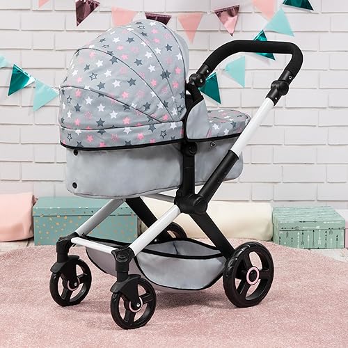 Miniatura 4 de Bayer Muñecas de diseño: cochecito Xeo - Gris, rosa, estrellas - Incluye bolsa de hombro, se adapta a muñecas de hasta 18', convertible a una