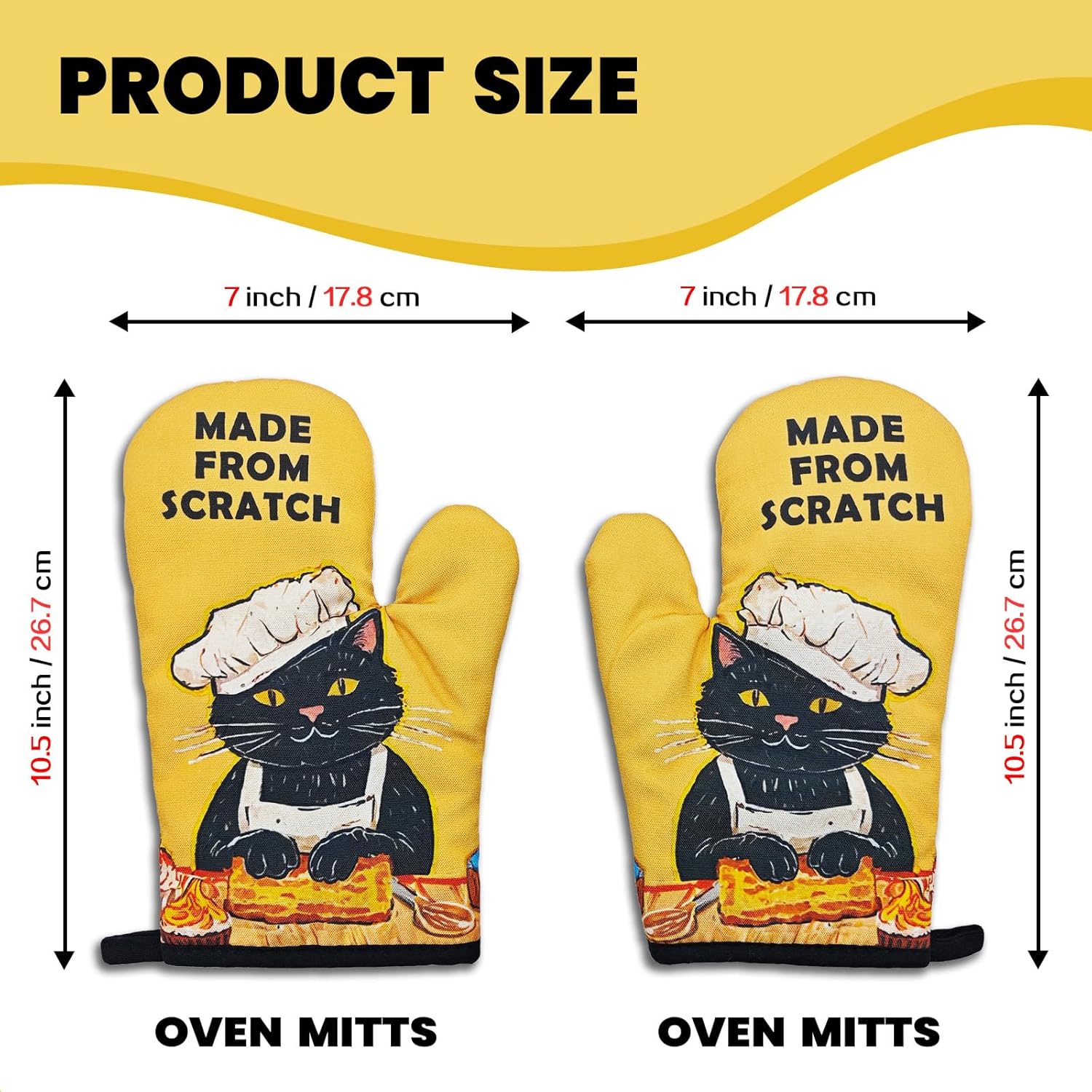 面白い黒猫オーブンミット 傷から作られた耐熱シリコンノンスリップオーブンミット クックエッセンシャルアクセサリー 女性、男性、猫好き