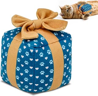 Gift Box Cat Birthday Toy – Catnip Plush with Crinkle, Cute Indoor Cat Gift, Fun Easter Basket Kitty Present