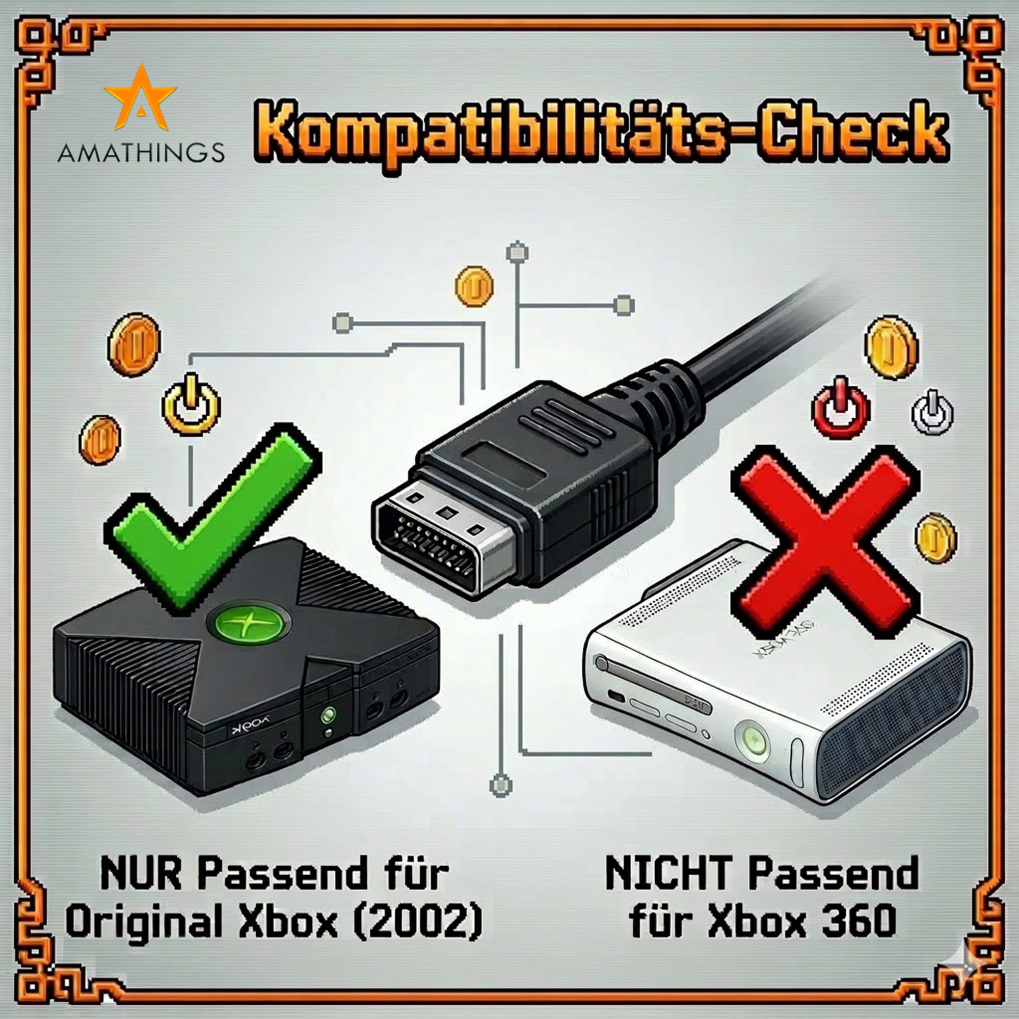 Cable AV de Xbox adecuado para Microsoft Xbox (2002) Conector de TV por Chinch Amathings