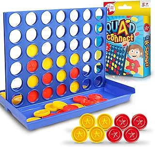 4 In A Row Game | Family Fun Kids Board Games & Travel Games for Kids & Adults | Board Games Kids Travel Games for Kids Travel Board Games | Children's Board Games | Four In A Row Game + SOL Notebook