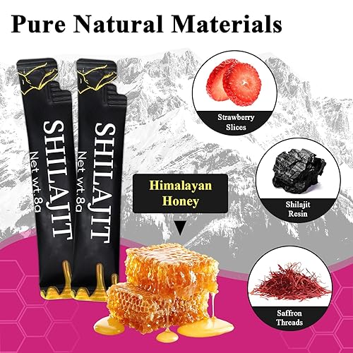 Miniatura 3 de Palitos de miel Shilajit - Miel pura con mineral del Himalaya sabor profundo, terroso y aromático Pajitas de miel portátiles, empaquetadas