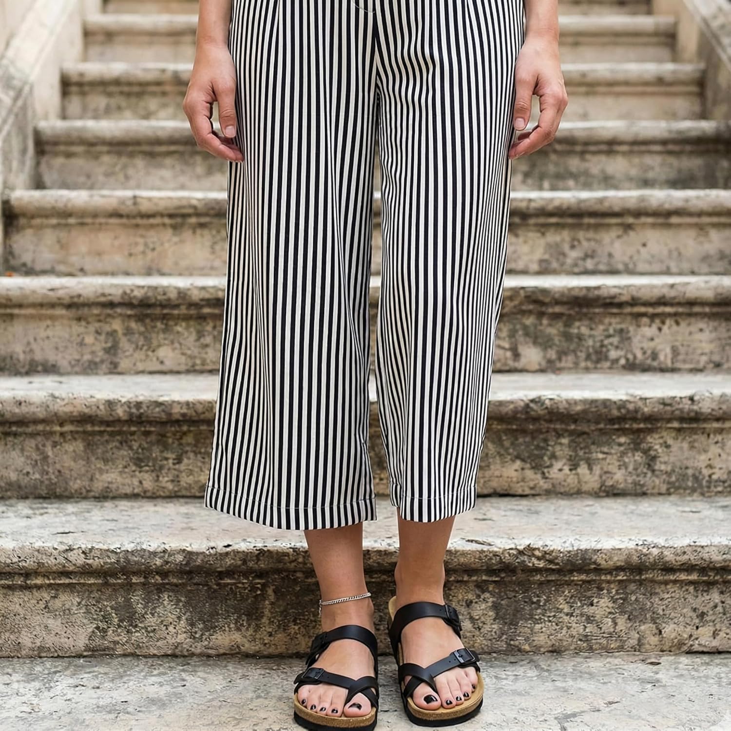 CUSHIONAIRE Luna Sandals for Women, Cork Footbed Womens Sandals for Summer Comfort with Adjustable Straps, Wide Width Available - Image 5