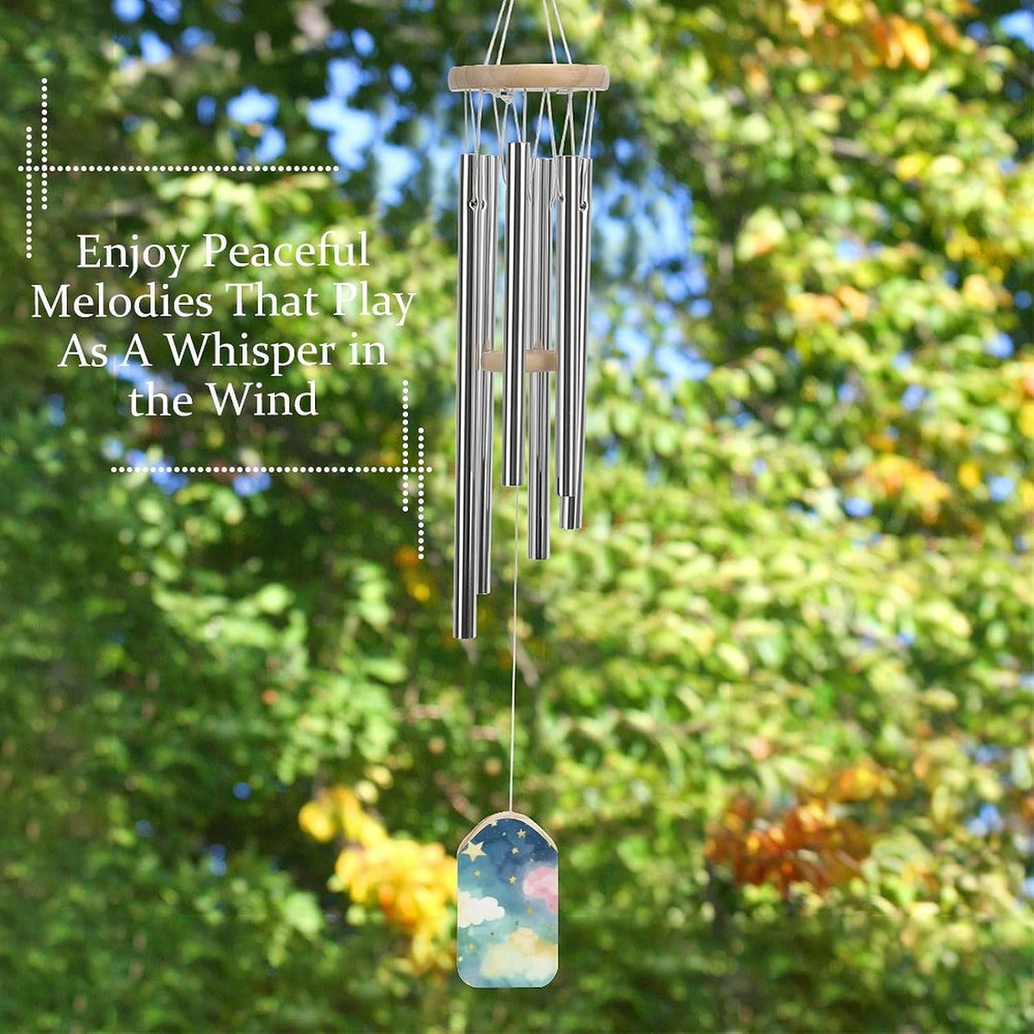 Outdoor Wind Chimes, Stars Watercolor Printed Wind Chimes,Simple Wind Chimes,Curtain Wind Chimes for Home Decoration