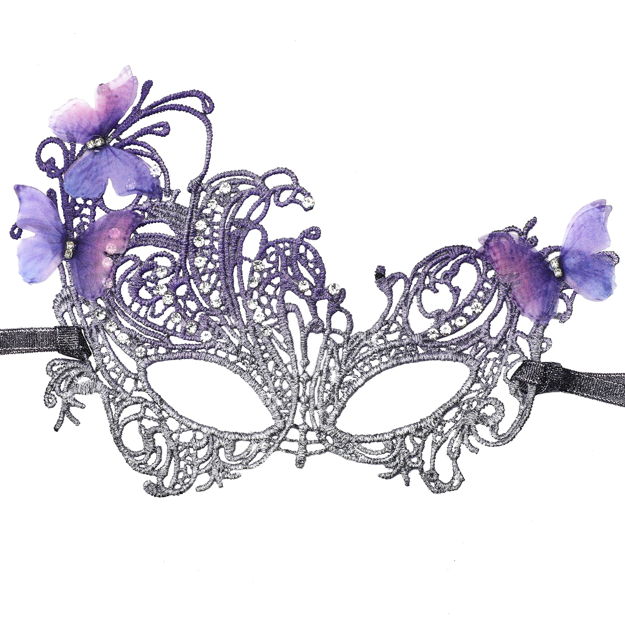 ZinnidayButterfly Lace Masquerade Mask - Halloween Renfaire Shiny Butterfly Masks for Women Halloween Masquerade