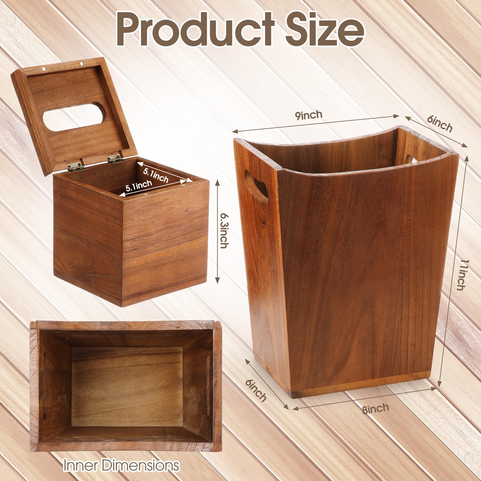Amazon.com: Reallnaive 2 Pcs Trash Can Wastebaskets and Tissue Box