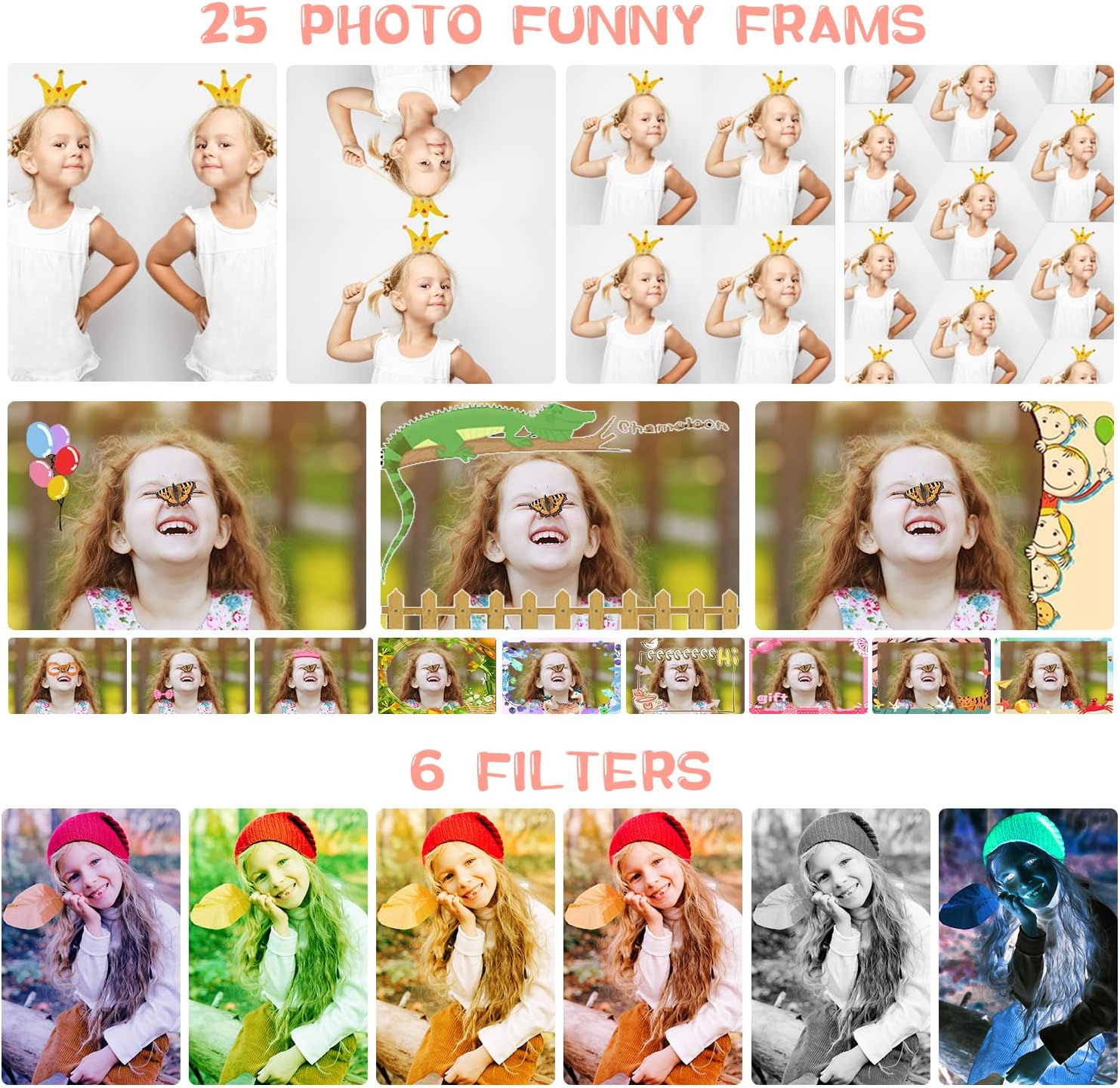 2Pcs Kid Camera, ARNSSIEN Camera for Kid,Kids Camera Instant Print,Children Selfie Camera with Playback Game,Christmas/Birthday Gift 3 4 5 6 7 8 9 10 Year Old Girl Boy