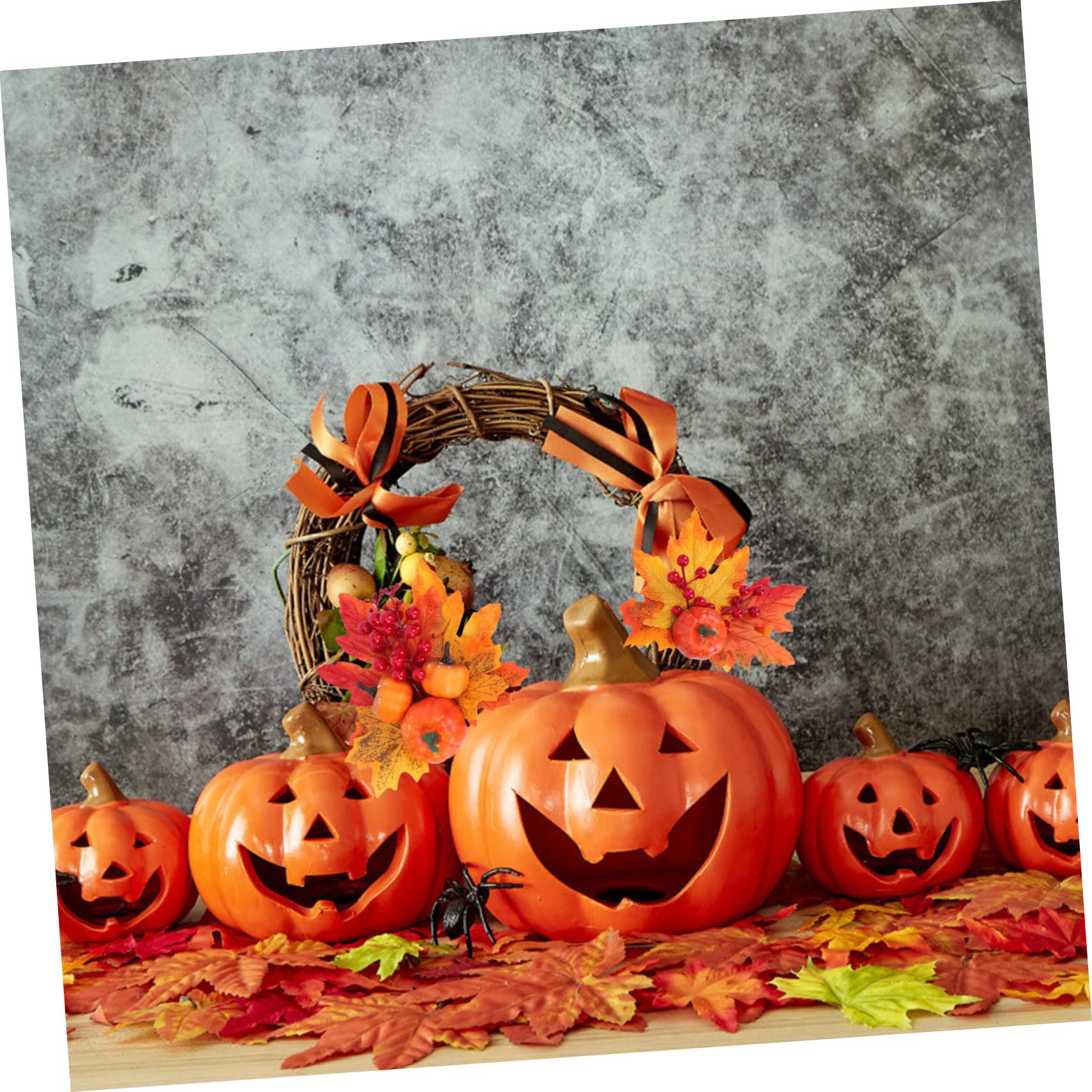 IMIKEYA 3 Sätze Maple Pumpkin-plugin Halloween -Ornamente Halloween-kürbislicht Kürbisse Kürbis- Faux Pumpkins Herbstdekoration Buchsbaum Kranz Tischkürbis Orange Plastik 3 Stück * 3