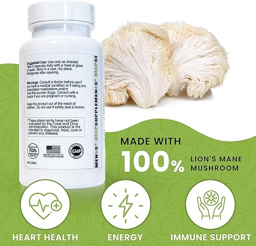 Miniatura 3 de Help Supplements - Suplemento orgánico de hongo de melena de león  Cápsulas de polvo de melena de león orgánicas  Extracto de melena de león