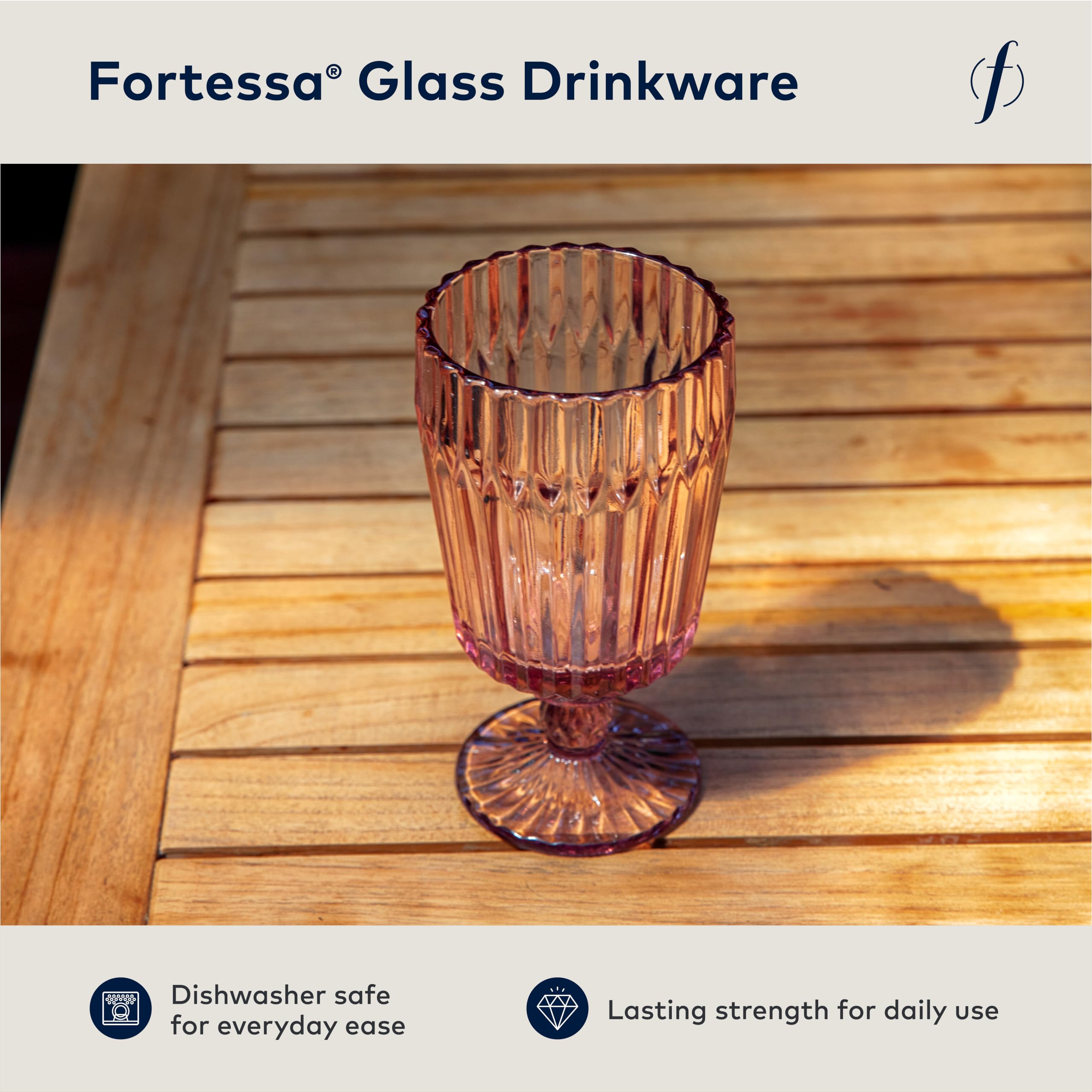 Fortessa Archie Pink Goblet Glasses - Set of 6 -2