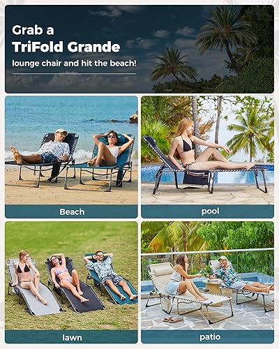 Miniatura 6 de KingCamp Silla bronceadora de gran tamaño, extra ancha, acolchada, plegable, portátil, ajustable, 5 posiciones, 400 libras, tumbona resistente con