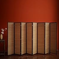 Vista 1 de Divisor de habitación de bambú de 8 paneles y pantalla de panel plegable, divisor de panel de bambú para separación de habitaciones, marrón, 67