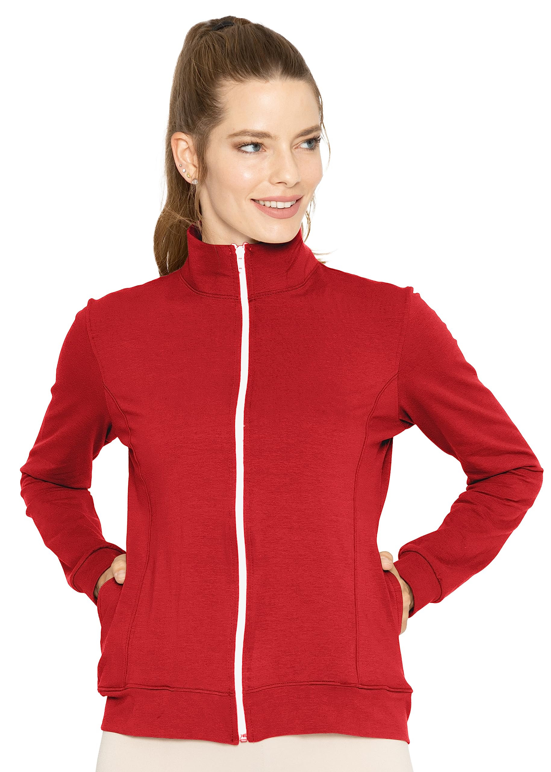 STRETCH IS COMFORT Girl's and Women's Zip Up Jacket | Cadet Warm Up with Pockets | Team Jacket For Women