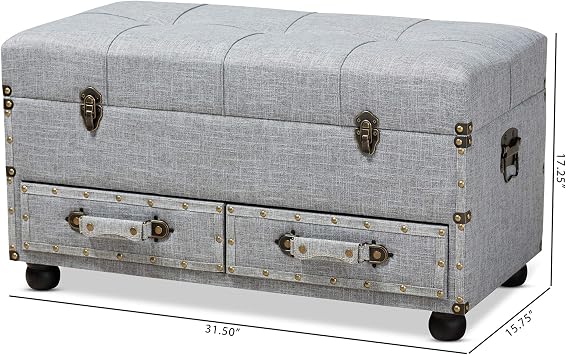 Baxton Studio Ottomans, Grey/Black